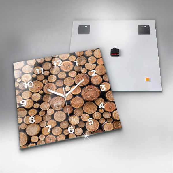 Square glass wall clock Tree rings