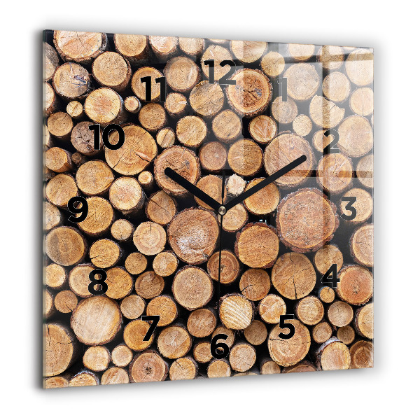 Square glass wall clock Tree rings