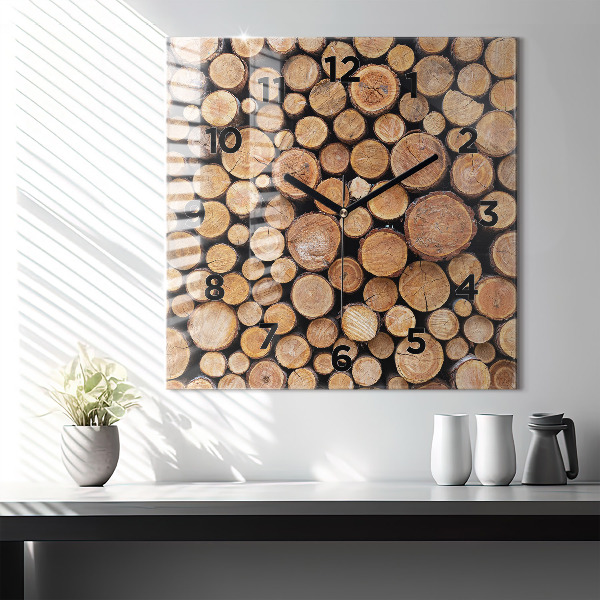 Square glass wall clock Tree rings