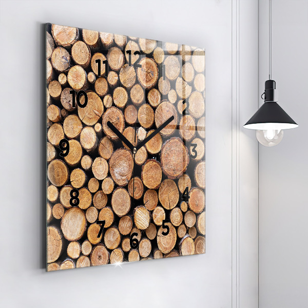 Square glass wall clock Tree rings
