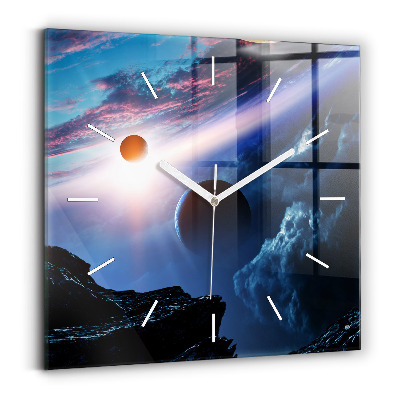 Square glass wall clock Great Galaxy