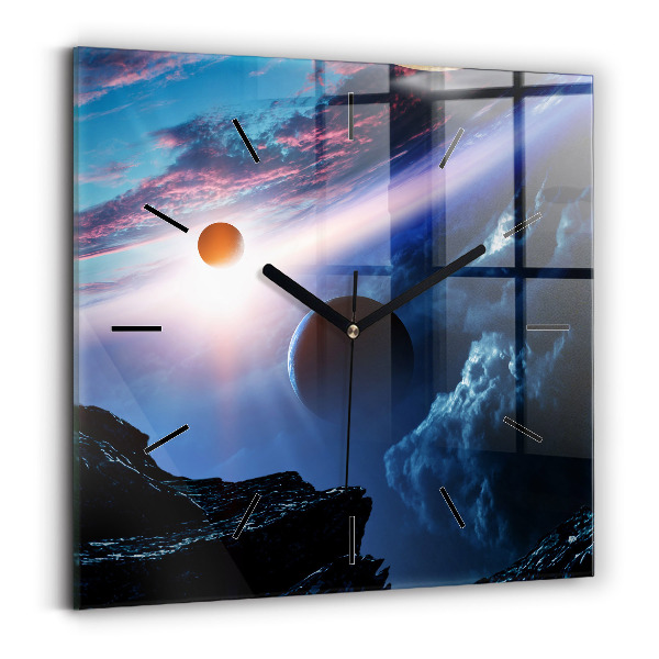 Square glass wall clock Great Galaxy