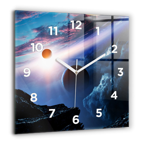 Square glass wall clock Great Galaxy