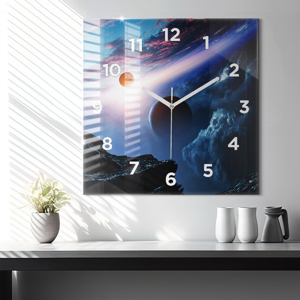 Square glass wall clock Great Galaxy
