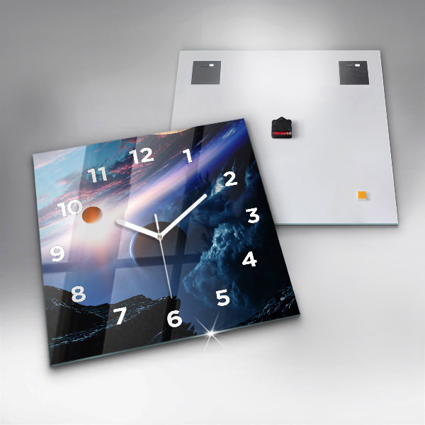 Square glass wall clock Great Galaxy