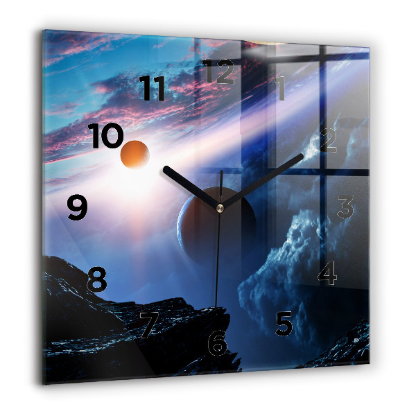 Square glass wall clock Great Galaxy