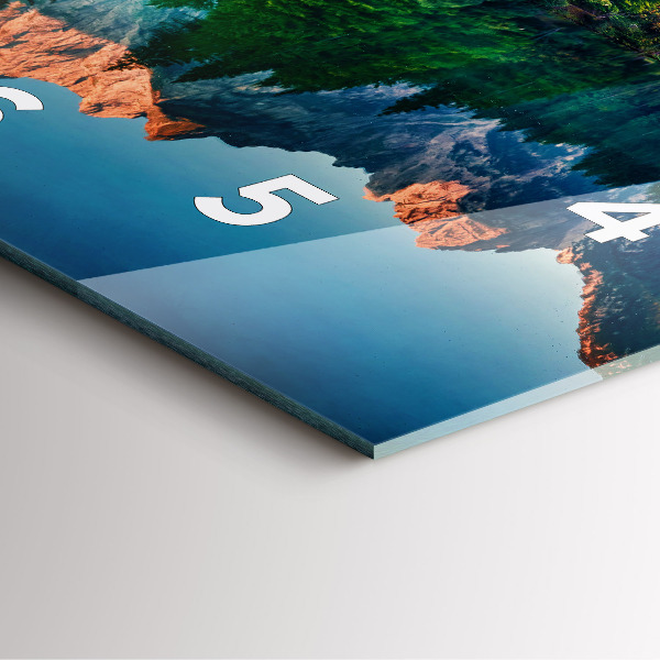 Square glass wall clock Lake landscape