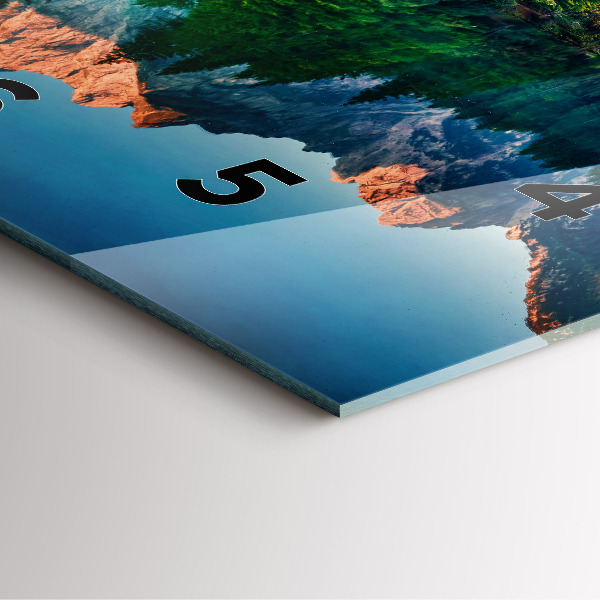Square glass wall clock Lake landscape