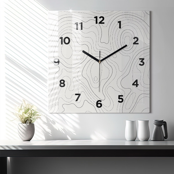Square glass wall clock Abstraction spots