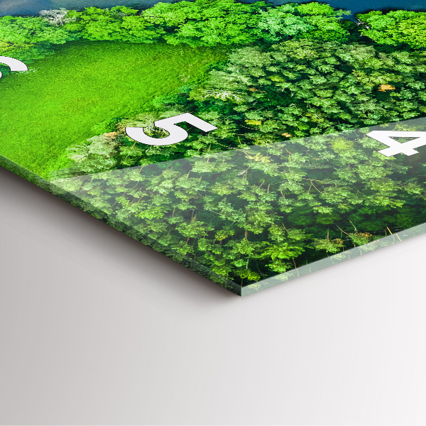 Square glass wall clock River in the forest