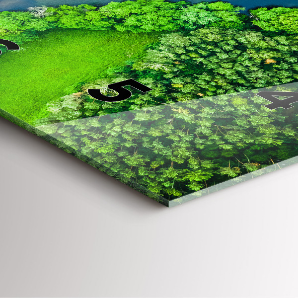 Square glass wall clock River in the forest