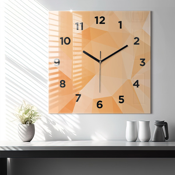 Square glass wall clock Abstraction triangles
