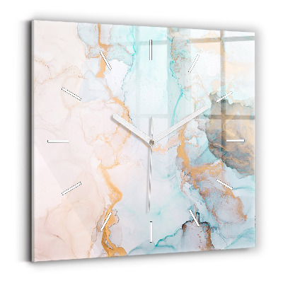 Square glass wall clock Abstract painting