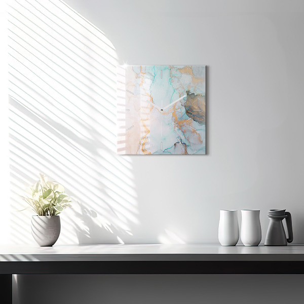 Square glass wall clock Abstract painting