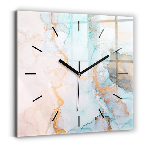 Square glass wall clock Abstract painting