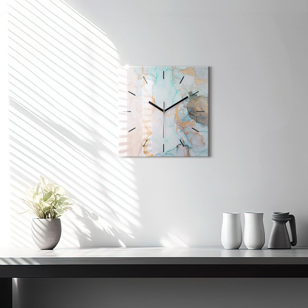 Square glass wall clock Abstract painting