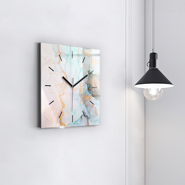 Square glass wall clock Abstract painting