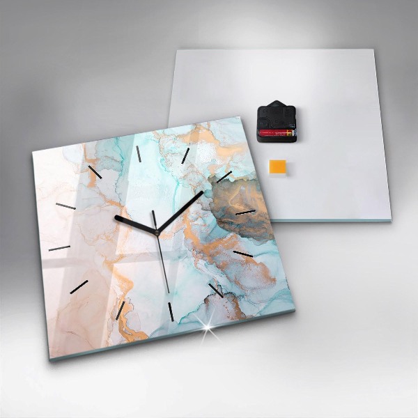 Square glass wall clock Abstract painting