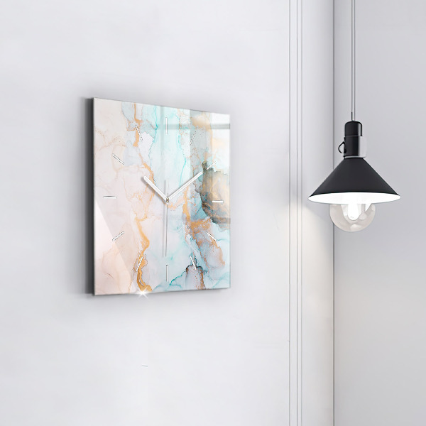 Square glass wall clock Abstract painting