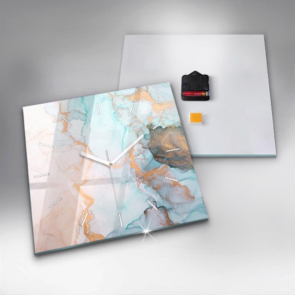 Square glass wall clock Abstract painting