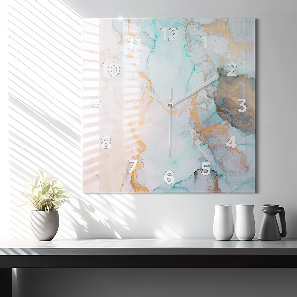 Square glass wall clock Abstract painting