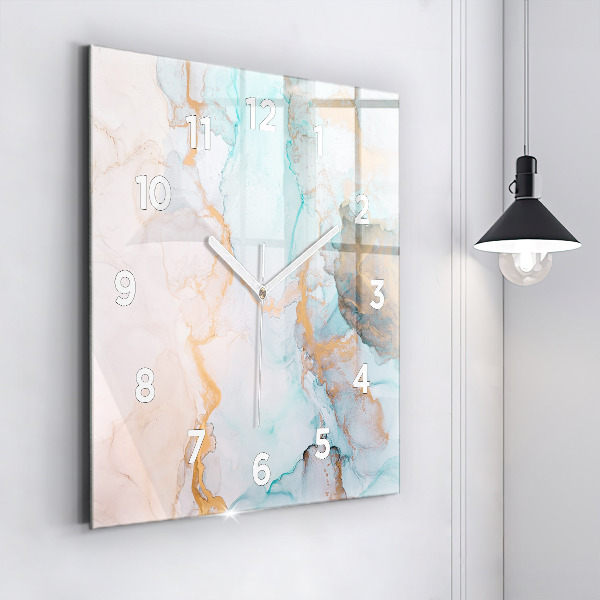 Square glass wall clock Abstract painting