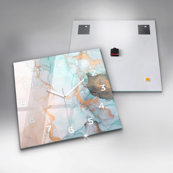 Square glass wall clock Abstract painting