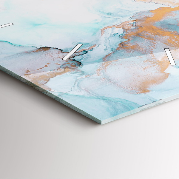 Square glass wall clock Abstract painting