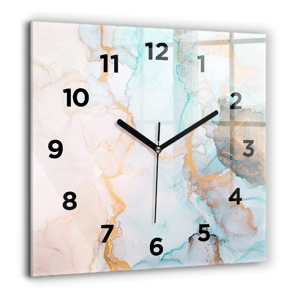 Square glass wall clock Abstract painting