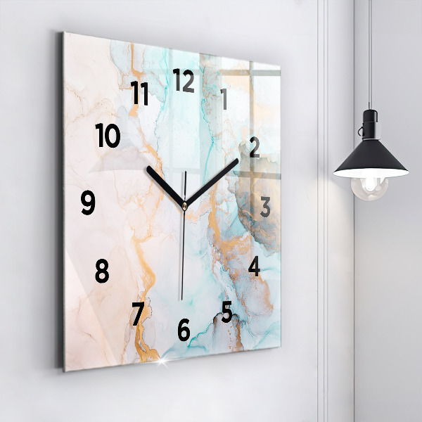 Square glass wall clock Abstract painting
