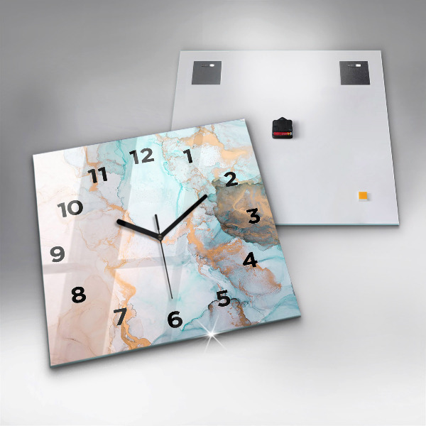 Square glass wall clock Abstract painting