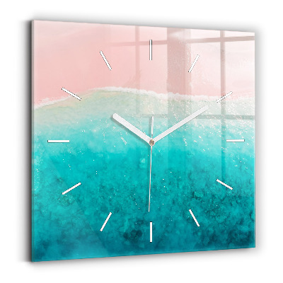 Square glass wall clock Beach sea sand