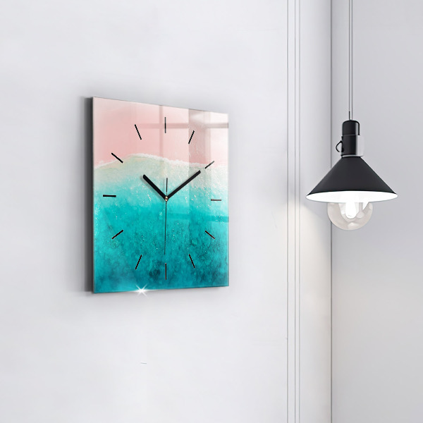 Square glass wall clock Beach sea sand