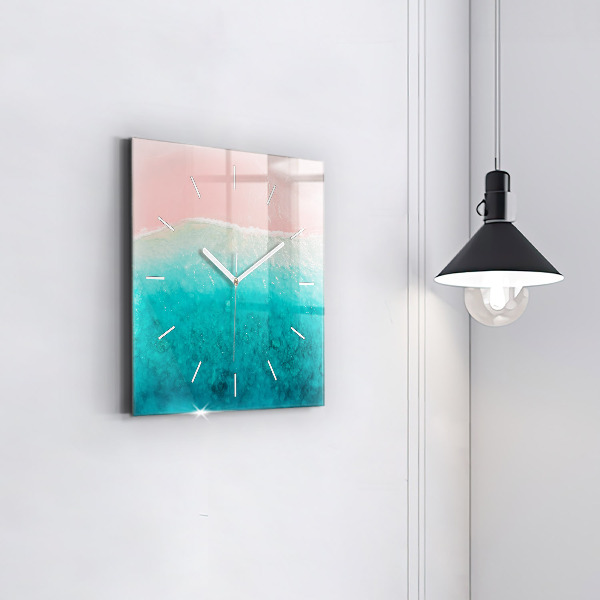 Square glass wall clock Beach sea sand