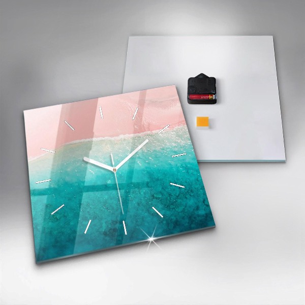 Square glass wall clock Beach sea sand