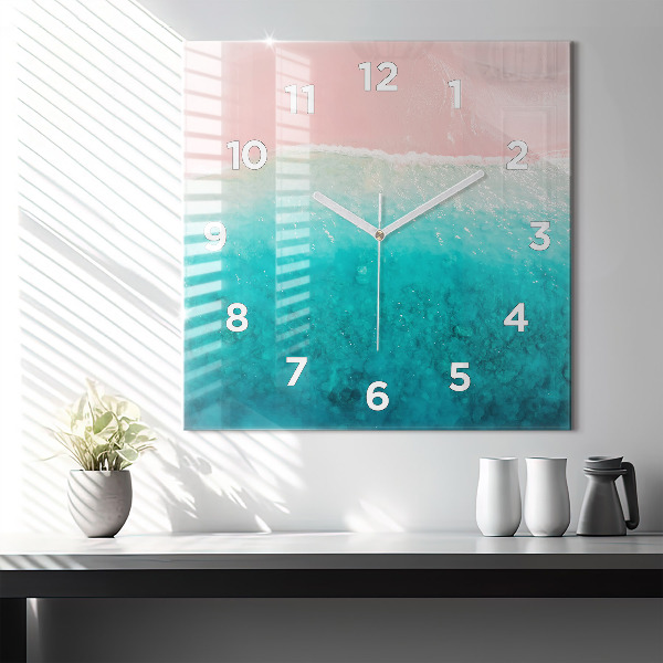 Square glass wall clock Beach sea sand