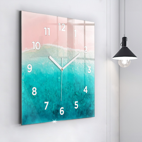 Square glass wall clock Beach sea sand