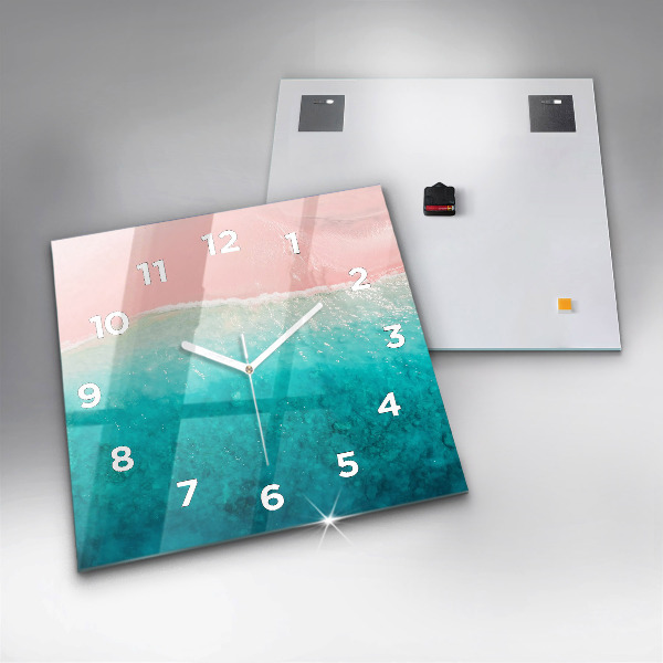 Square glass wall clock Beach sea sand
