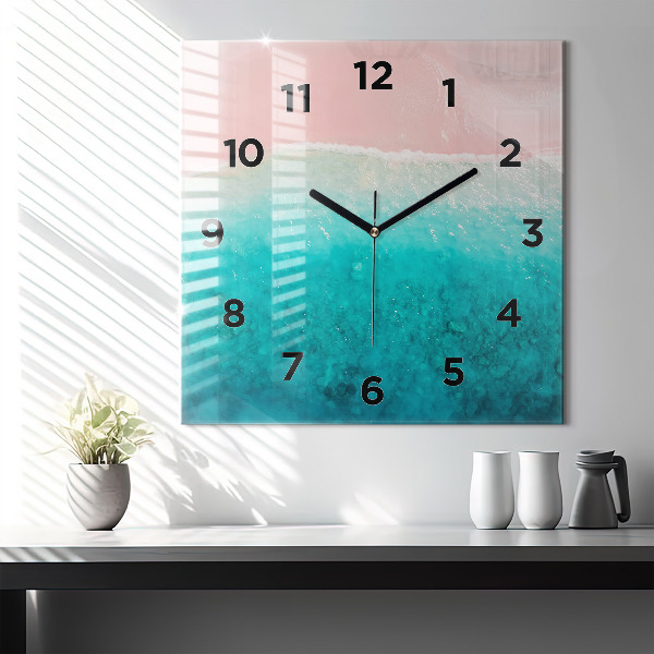 Square glass wall clock Beach sea sand