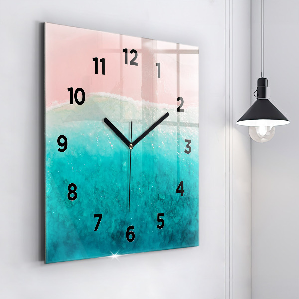 Square glass wall clock Beach sea sand