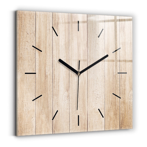 Square glass wall clock Wooden texture