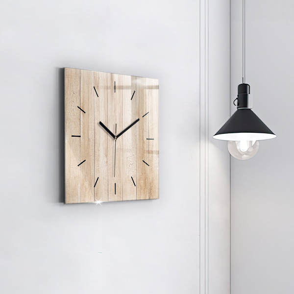 Square glass wall clock Wooden texture