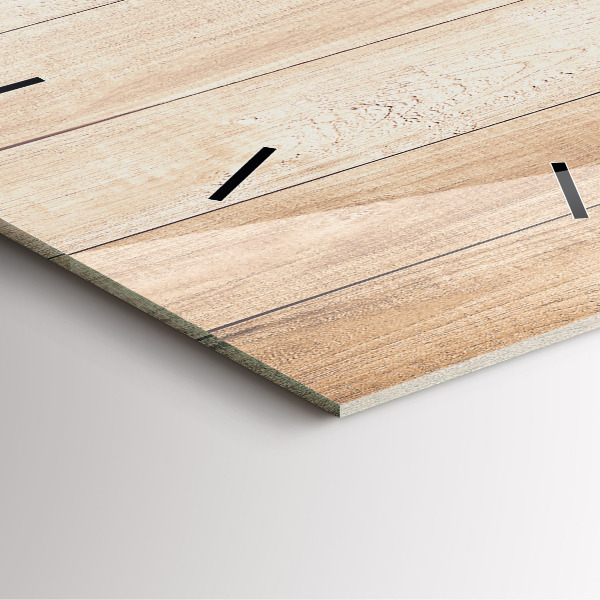 Square glass wall clock Wooden texture