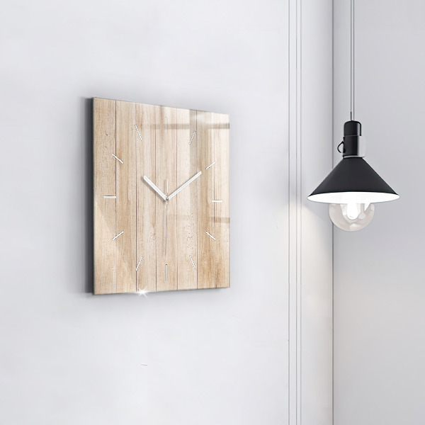 Square glass wall clock Wooden texture