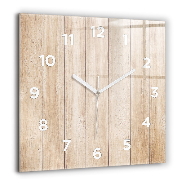 Square glass wall clock Wooden texture