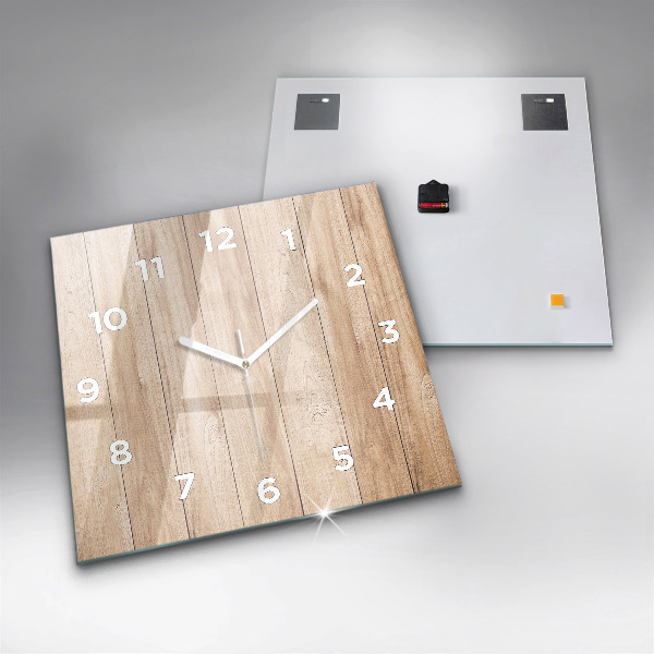 Square glass wall clock Wooden texture