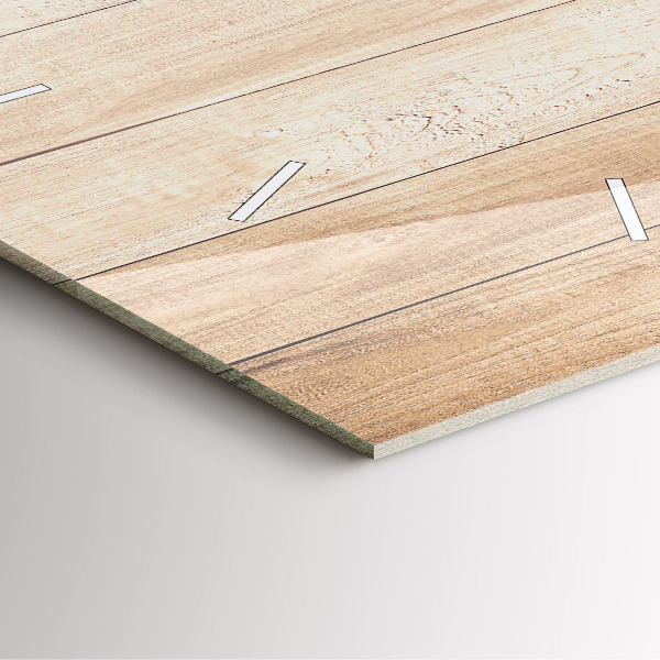 Square glass wall clock Wooden texture