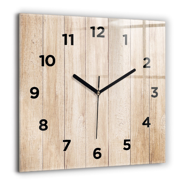 Square glass wall clock Wooden texture