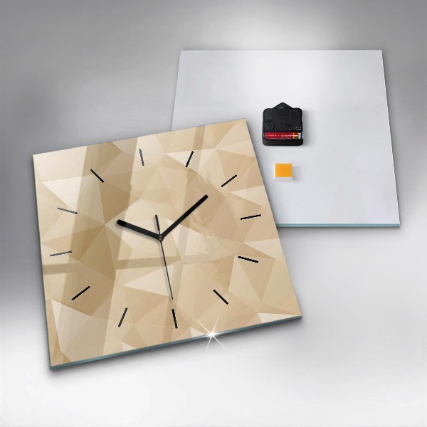 Square glass wall clock Triangles abstract