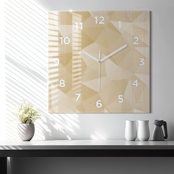 Square glass wall clock Triangles abstract